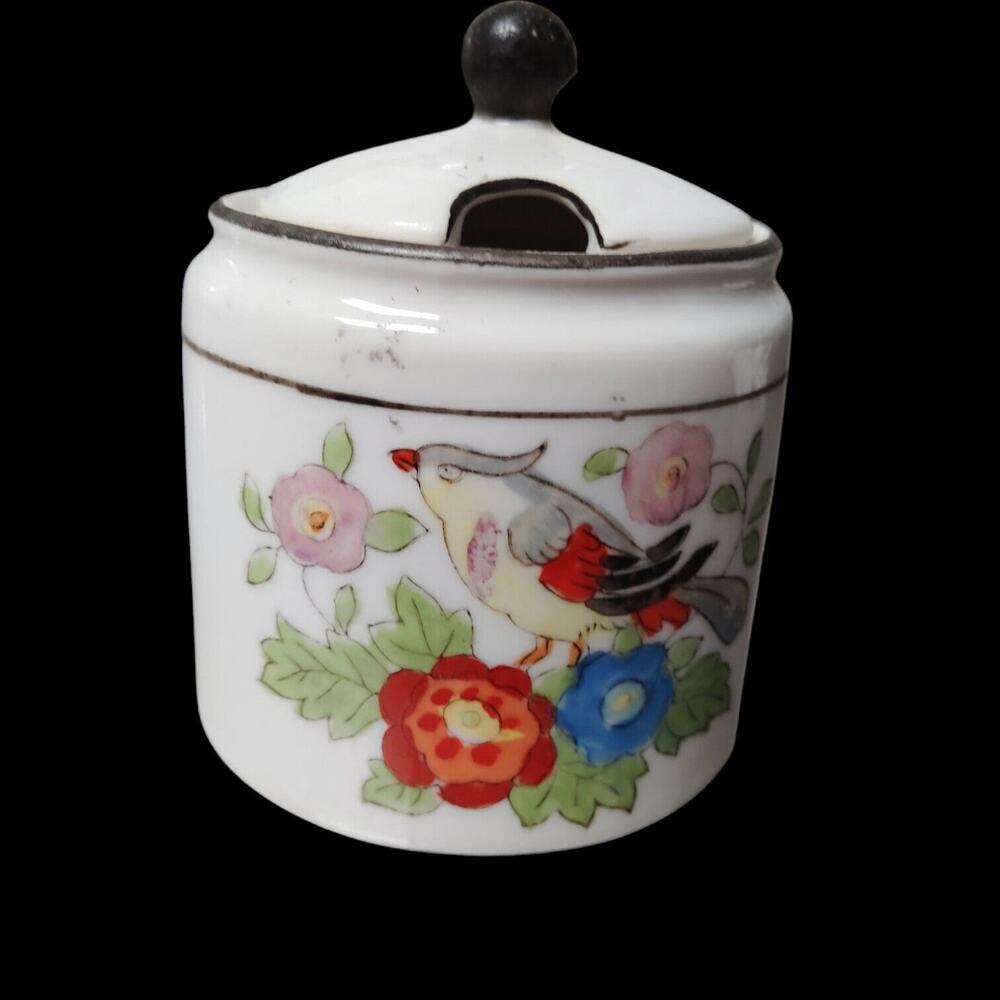 Vintage Noritake Bird Floral Jam Jar. No Spoon